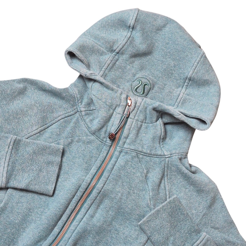 Lululemon Womens 6 Teal Scuba Hoodie Full Zip Thumb Holes Jacket